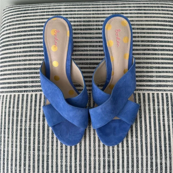 Boden Blue Suede Women's Mule Sandals - Picture 2 of 8